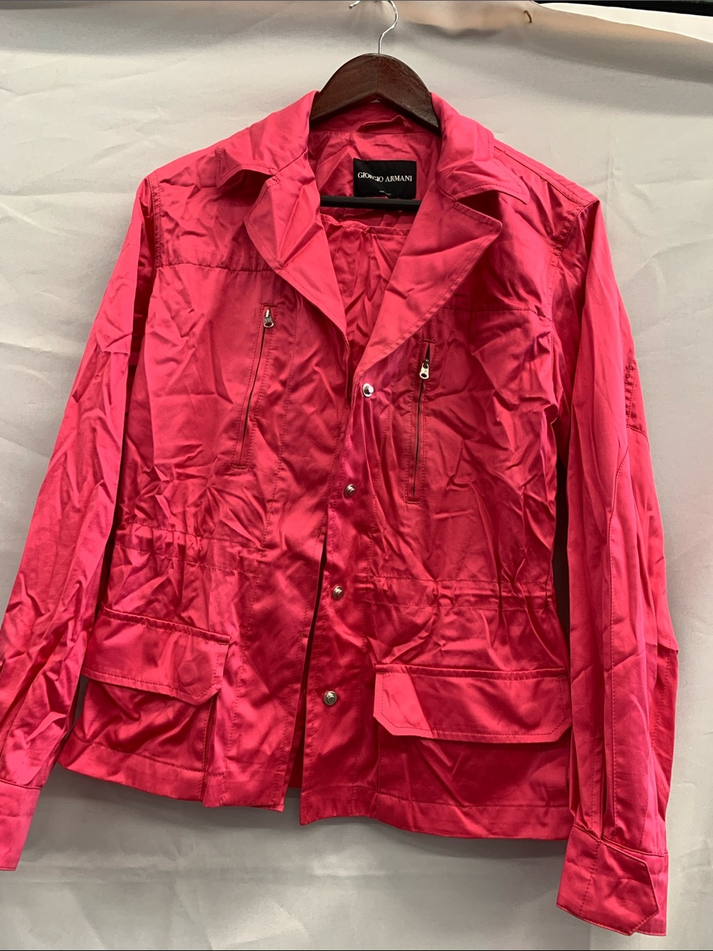 Giorgio Armani Hot Pink Lightweight Pea Coat Jacket